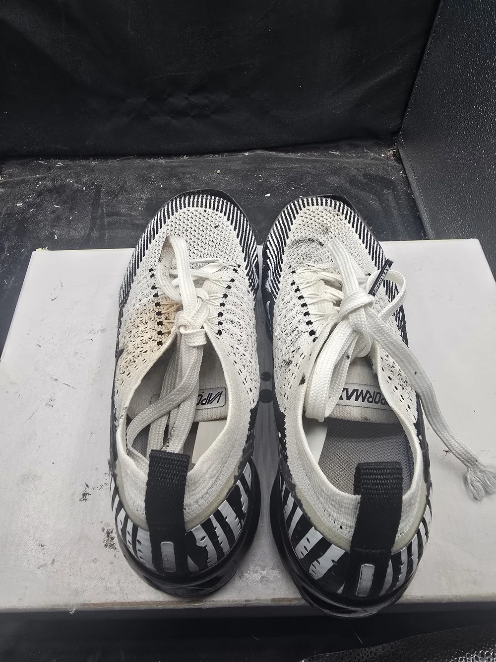 Men's‎ Lightweight Knit Lace-Up Sneakers in White and Black